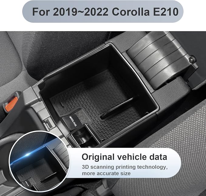 SKTU 2022 2023 2024 2025 2026 Toyota Corolla Center Console Organizer 2020-2025 2026 Corolla E210 Console Tray 2024 2025 2026 Corolla Accessories Insert Tray with USB Hole and Coin Holder (Black)