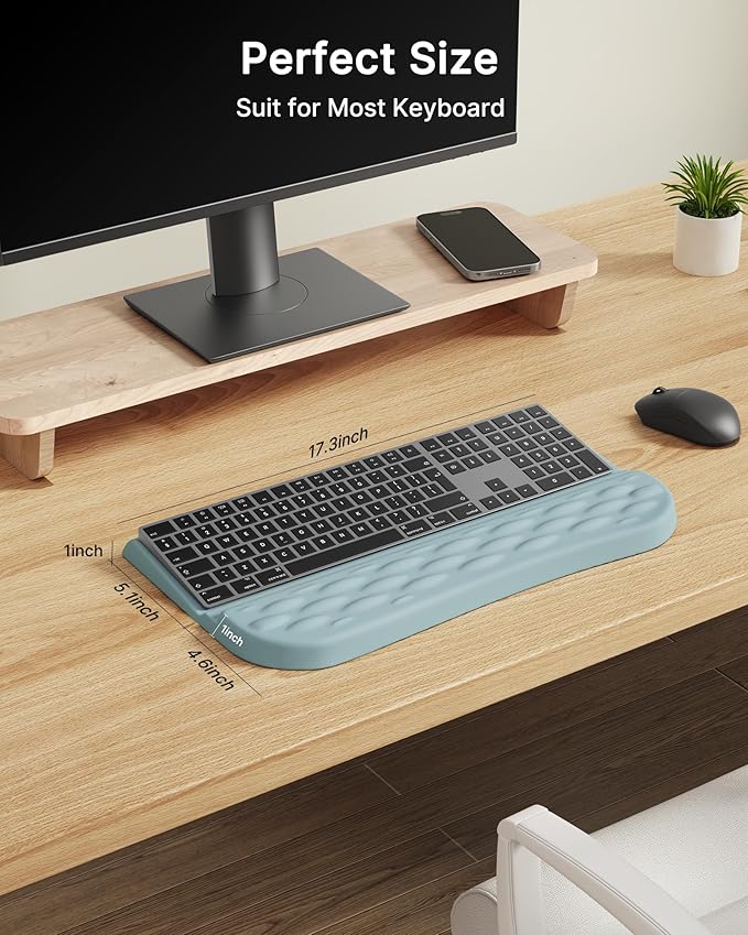Laborio Keyboard Wrist Rest Stand for Desktop, 2 Angle Ergonomic Computer Keyboard Holder Stand, Key Board Riser with Wrist Support, Arm Rest for Office, Home, Desk(Blue)