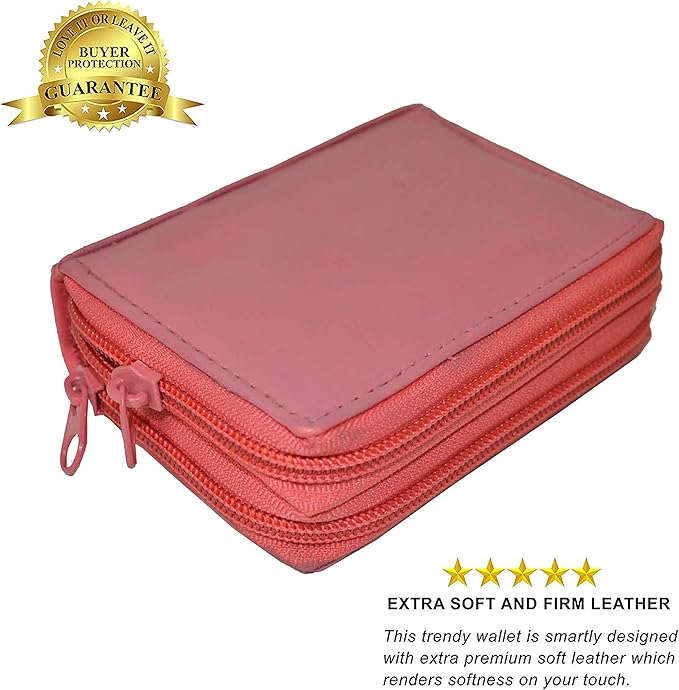 Leatherboss Leather RFID Identity Safe Double Zippered Accordion Wallet