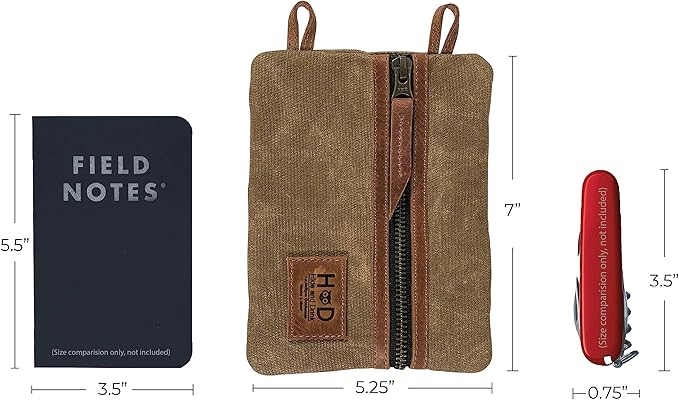 Hide & Drink, Multi-Tool Pocket Pouch XL, Compact Multipurpose EDC Zippered Bag, Mini Camping Tool Case, Knife Holster, Handmade Slim Organizer