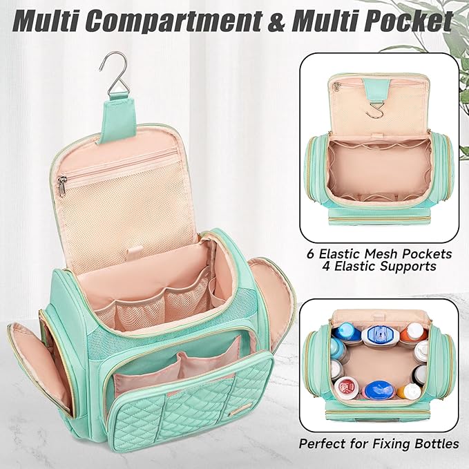 Tealari Large Toiletry Bag for Women Men,Bathroom Bag,Water Resistant Shower Bag,Makeup Bag,Portable Shower Caddy for College Dorm,Hanging Travel Toiletry Bag with Transparent Waterproof Phone Pocket