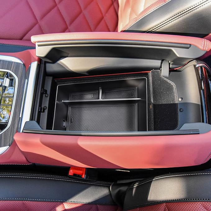 Center Console Organizer Tray Compatible with BMW X5 G05/ X6 G06/ X7 G07 Accessories, X5 G05/ X7 G07 2019-2024 2025 2026, X6 G06 2020-2024 2025 2026 Secondary Storage Armrest Glove Box, Black