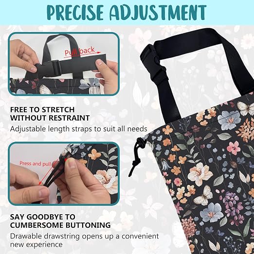 Car Garbage Bag Vintage Floral Watercolor Rustic Drawstring Car Trash Bag Hanging for Back Seat with Adjustable Buckle Canvas Vehicle Trash Can Easy-to-Install