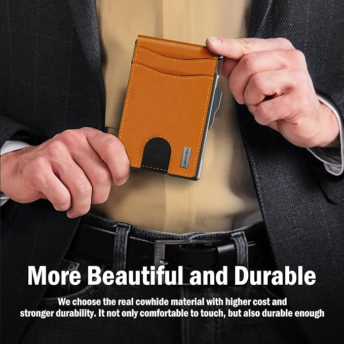 umoven Wallet for Men - with Money Clip Slim Leather Slots Credit Card Holder RFID Blocking Bifold Minimalist Wallet