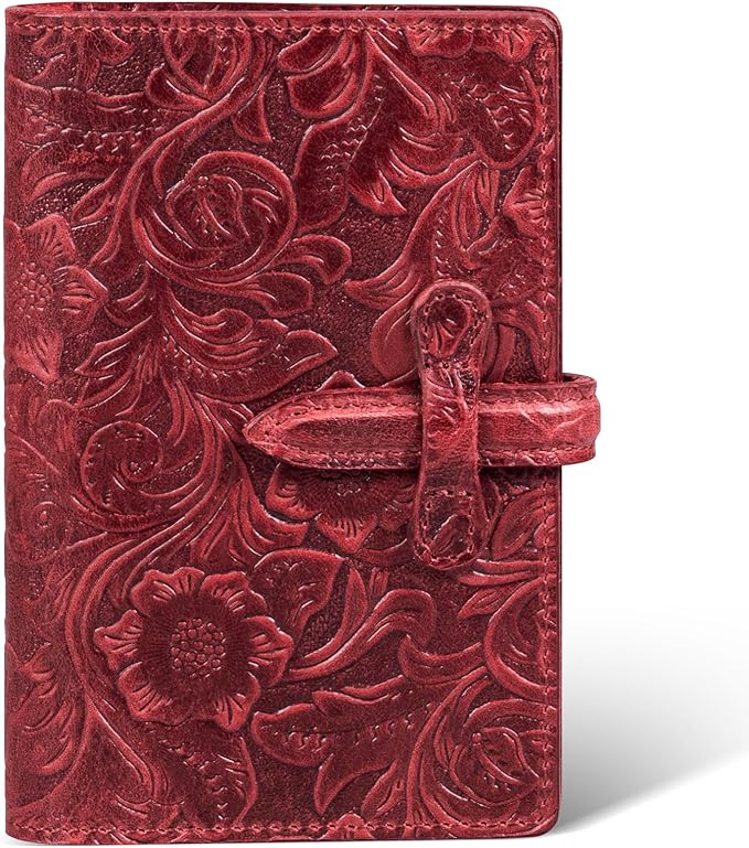 Genuine Leather Passport Holder Travel Bifold Wallet For Men And Women Slim RFID Blocking Red
