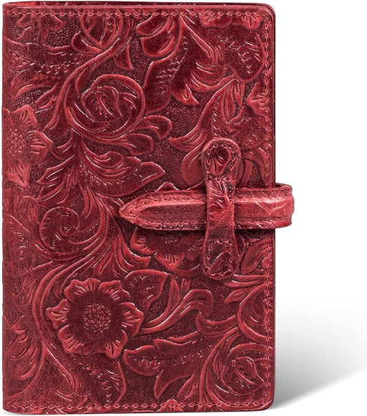 Genuine Leather Passport Holder Travel Bifold Wallet For Men And Women Slim RFID Blocking Red
