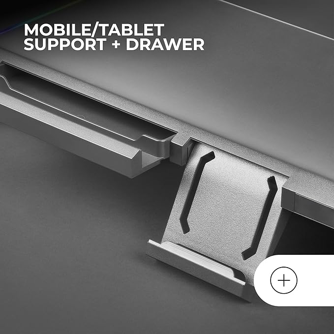 Mars Gaming MGS-ONE Black, Chroma RGB Monitor Stand, Adjustable Size, Smartphone and Tablet Stand, Front USB 2.0