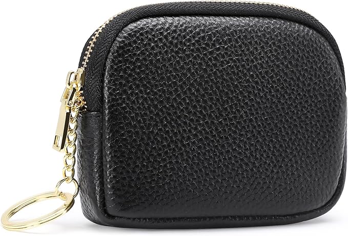 SENDEFN Mini Coin Purse Soft Leather Small Coin Pouch Purses Women Zipper Pocket with Key Ring