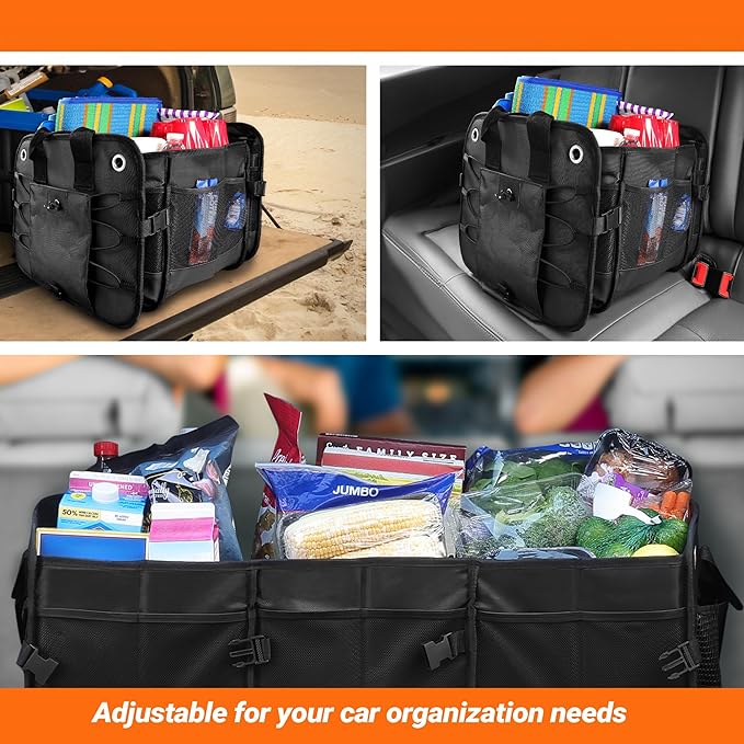 Armor All Large 20 Pocket Trunk Cargo Organizer, Collapsible and Foldable Compartments, Groceries, Beach, Picnic