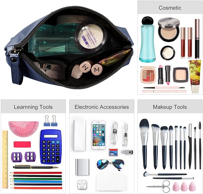 Cosmetic Bags for Women Small Makeup Bag for Purse Pu Leather Makeup Pouch Travel Makeup Bag with Zipper Make Up Bag for Travelling