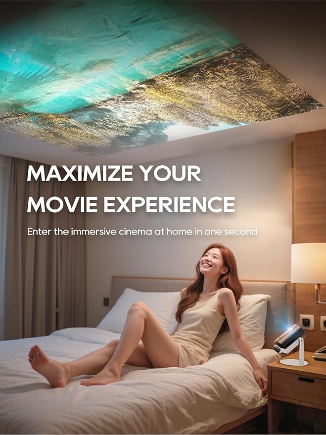 Projector Stand for Nebula Capsule Series & XGIMI Halo+(New) Works with Capsule 3/Air/Pro, Mini Projectors | Ceiling & Wall Projection, Height Adjustable, 360° Rotation | 1/4-Inch Screw(A-White)