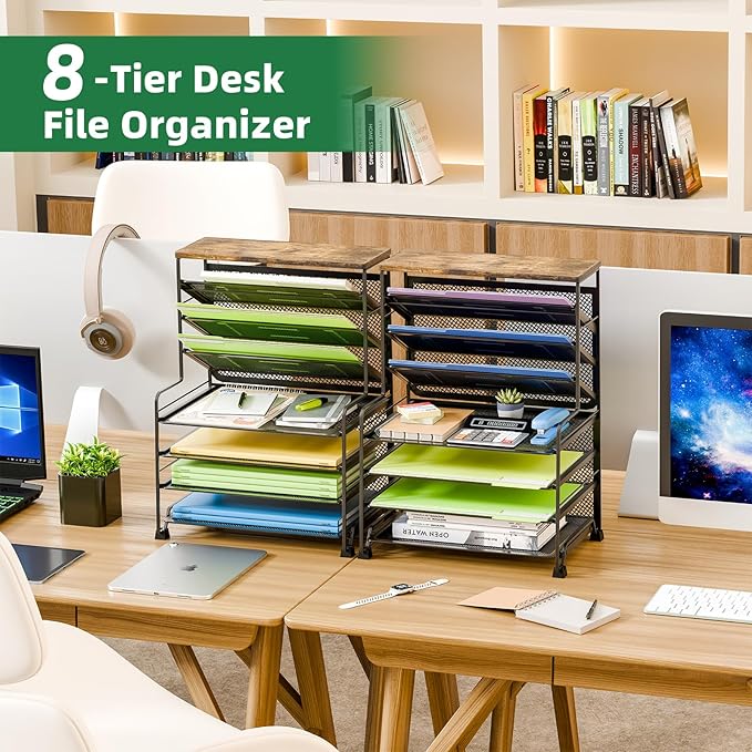 Simple Trending 7 Tier File Organizer and Office Desk Accessories for Office, Home or School, Black