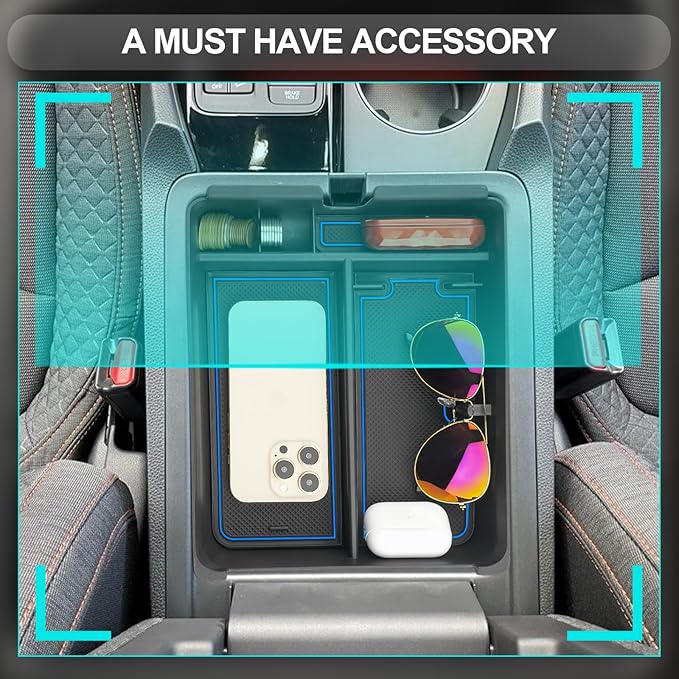 CDEFG 2023 2024 2025 Pilot Center Console Organizer Tray for 2023-2025 Honda Pilot Touring Sport EX-L Elite TrailSport LX Middle Console Storage Box 2024-2026 Ridgeline/ 2024-2026 Passport (Blue)