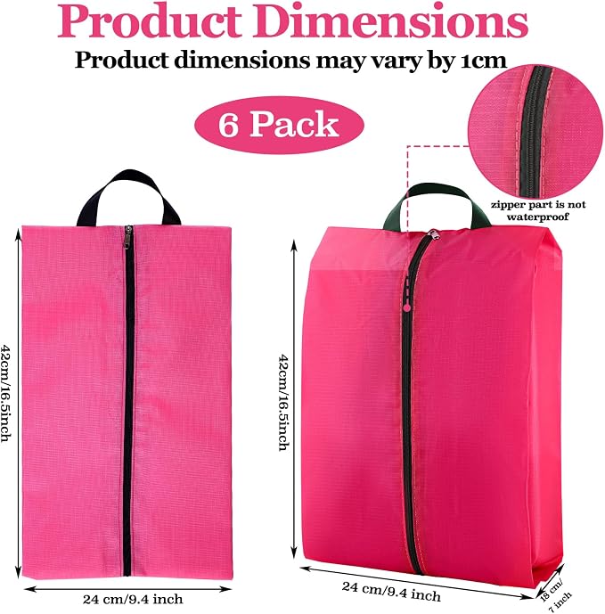 6 Pcs Travel Shoe Bags Set with Zipper and Handle, Portable Waterproof Shoe Bags, Soccer Cleats Bag Shoe Pouch for Gym, Travel Shoe Storage Bag, Shoe Organizer Packing for Women and Men