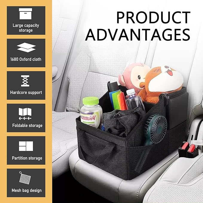 Car Seat Organizer, Back Seat Organizer, Collapsible Small Car Seat Storage Organizer with Handles and Mesh Pockets, Auto Backseat Organizers for Front/Rear Consoles Back Seats Traveling