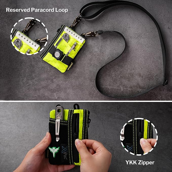 VIPERADE VE18-S Small EDC Pouch, Mini EDC Pocket Organizer for Men, EDC Pocket Organizer, 3 Slots with 2 Zipper Pockets Multitool Pouch