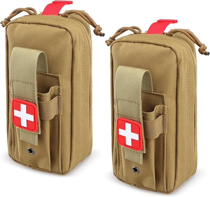 Tactical MOLLE Medical Pouch, Rip-Away EMT First Aid Pouch IFAK Trauma Kit Everyday Carry Survival Bag Include Cross Patch