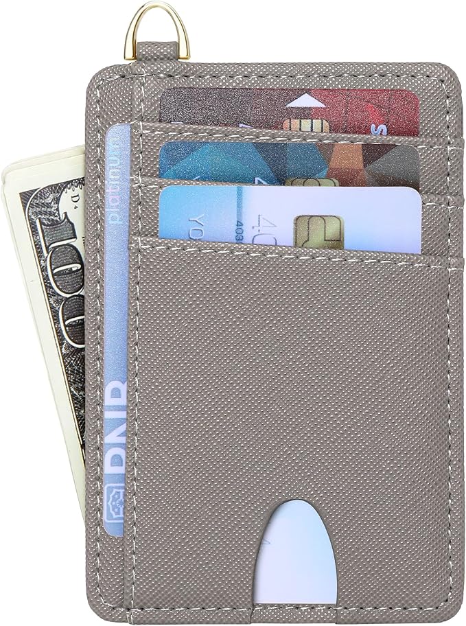 Badiya Credit Card Holder Slim Minimalist Wallet, Front Pocket Purse RFID Blocking Wallet Compact Card Case with ID Window for Women & Men