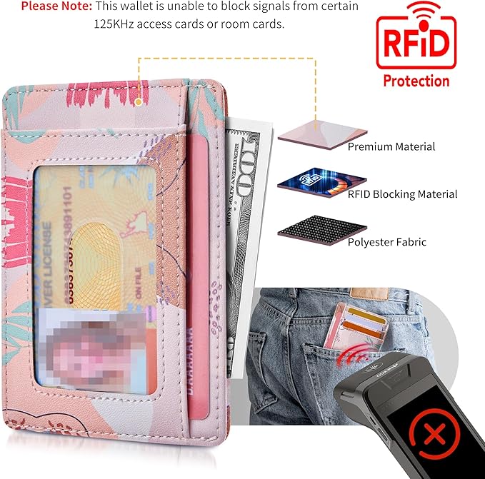 Travelambo Front Pocket Minimalist Leather Slim Wallet RFID Blocking Medium Size