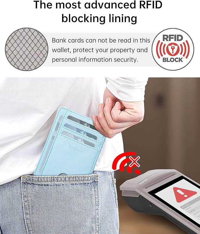 Teskyer Slim Wallet for Men, Minimalist Front Pocket RFID Blocking Leather Wallet Credit Card Holder for Men & Women