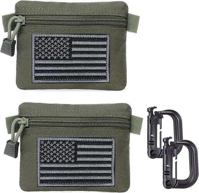 2 Packs Tactical EDC Pouches Compact Mini Military Molle Utility Pouch Accessories Organizer Bags Coin Purse Keychain Pockets Credit Card Holder for Waist Pack
