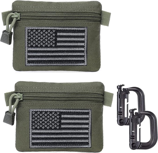 2 Packs Tactical EDC Pouches Compact Mini Military Molle Utility Pouch Accessories Organizer Bags Coin Purse Keychain Pockets Credit Card Holder for Waist Pack