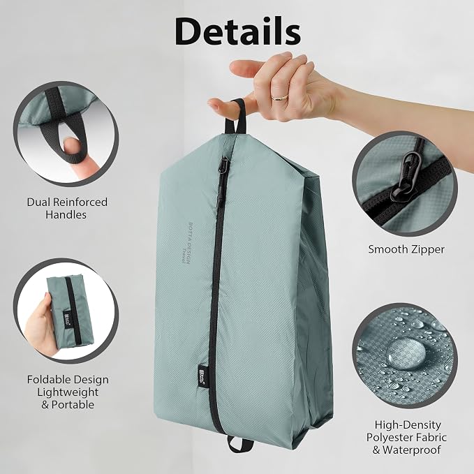 Veki Shoe Bag for Travel, Smell Proof Cleat Bag, Gym Soccer Golf Sneaker Storage, Lightweight Reusable Organizer for Packing in Suitcase, Portable Trip Essentials for Men Women Gifts (Green)