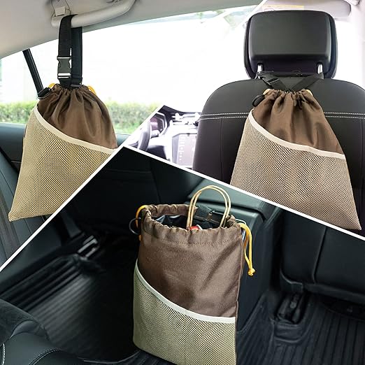 GNEGNI 2PCS Car Garbage Can, Hanging Car Trash Bag with Waterproof Leakproof Lining