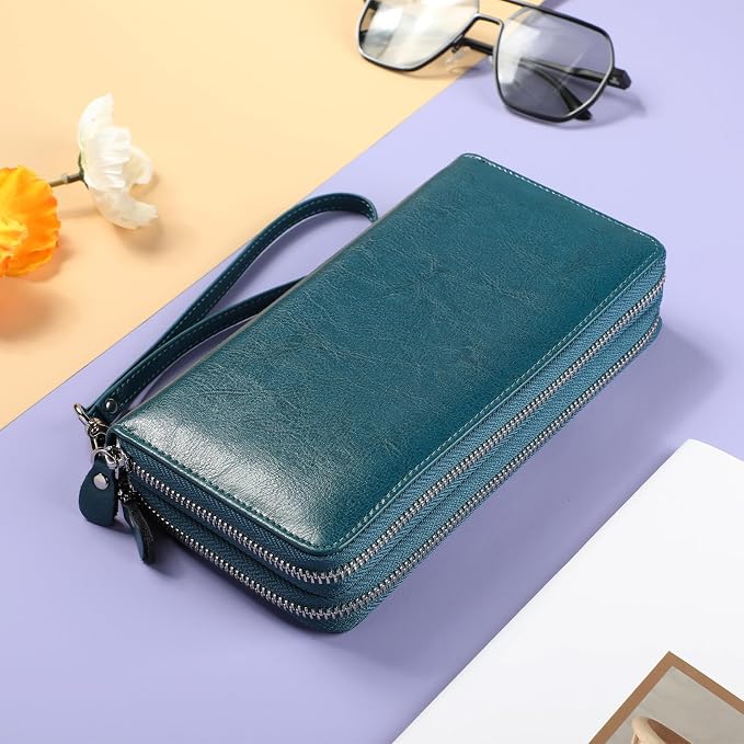 Lavemi Small Compact Women Wallet RFID Blocking Genuine Leather Bifold Purse with ID Windows