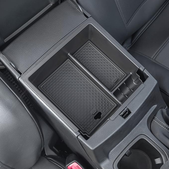 PIMCAR Compatible with 2019 2020 2021 2022 2023 Ford Ranger Center Console Organizer ABS Plastic Material Armrest Box Insert Tray Accessories (Not for 2023 Ranger XL/Raptor/Wildtrak)-Black Trim