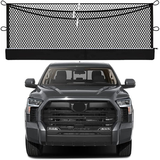 3-Layer Cargo Net for Toyota Tundra 2022-2026, Zoned Storage Truck Bed Net with Foldable Zippered Bottom Bag, Heavy-Duty Cargo Organizer Netting for Camping, Trips & Everyday Use
