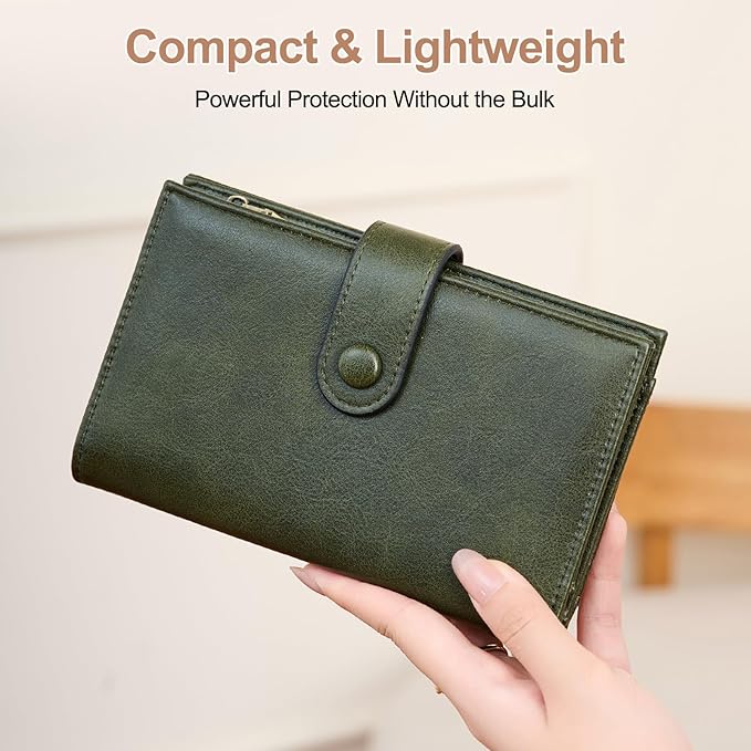 BKNOOU Passport Holder Rfid Blocking Travel Passport Wallet for Women and Men, Compact Leather Travel Wallet Trifold Clutch Wallet, Passport Cover Holds Cards, Tickets, Cash and Pen