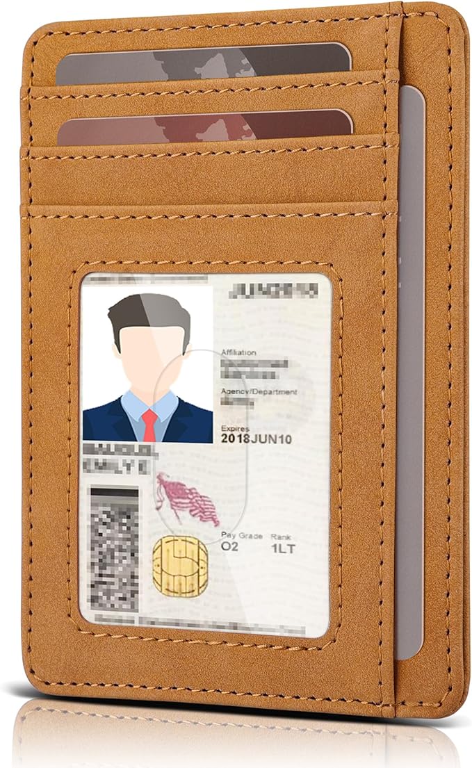 Teskyer Slim Wallet for Men, Minimalist Front Pocket RFID Blocking Leather Wallet Credit Card Holder for Men & Women