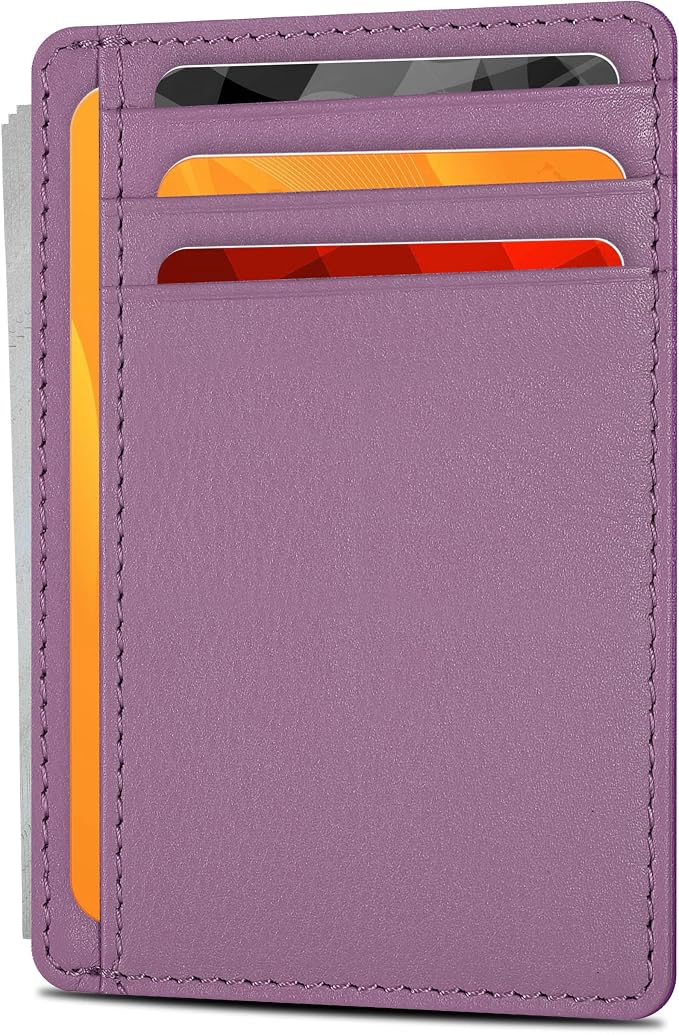 Oak Leathers Leather Slim Minimalist Wallet for Men & Women RFID Front Pocket Leather Card Holder Wallets (Baby Pink)