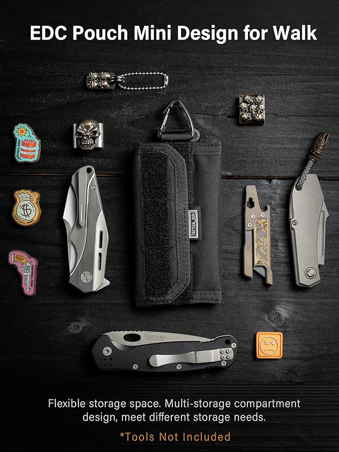 TACTICAL GEEK Storage A2 M EDC Pouch Organizer, Nylon Coin Purse, Multi-Purpose EDC Storage Pocket, Multitools Small Pocket Organizer for Men, Compact Gadget Pouch for Daily Carry Black