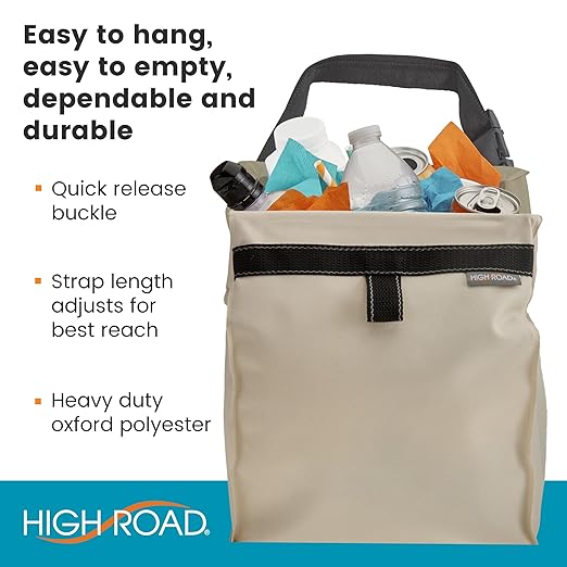 High Road TrashStash Hanging Car Garbage Bag with Push-Close Lid and Waterproof Bin for Cars, SUVs and Trucks - Holds 3 Gallons of Car Trash