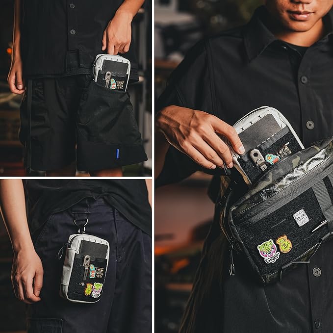 TACTICAL GEEK Block E3.0 EDC Compact Waist Pocket Pouch, Men EDC Pouch Organizer, Multi-Purpose Molle Tool Pouch, Utility Tool Organizer Bag for Daily Essentials Carry(White)
