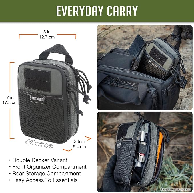 MAXPEDITION Double-Decker Pocket Organizer, Tactical Tool Pouch for Organization, EDC Pouch for Everyday Carry