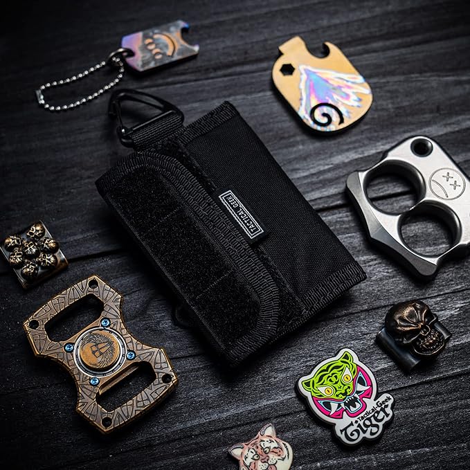 TACTICAL GEEK Storage A2 S EDC Pouch Organizer, Nylon Coin Purse, Multi-Purpose Storage Pocket, Cool Slim Multitools Pocket Organizer for Men, Compact Gadget Pouch for Daily Carry Black