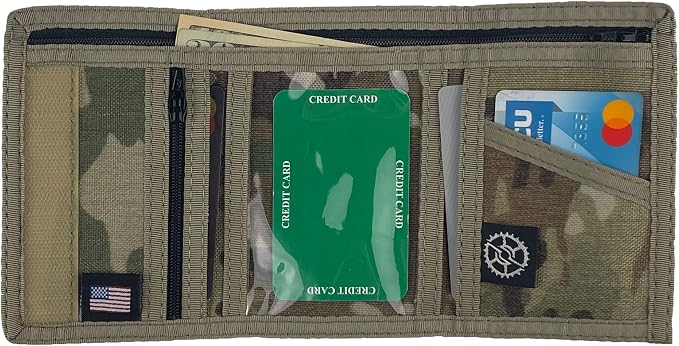 Sprocket Nylon Trifold Wallet with Zippered Coin Pocket & ID Window (MultiCam Camo)