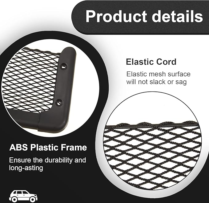 Frienda 2 Pcs ABS Plastic Frame Car Storage Net Bag Phone Car Mesh Net Holder RV Storage Boat Cargo Pocket Organizer Framed Mesh Pocket with Screws for Auto RV (13.8 x 5 Inch)