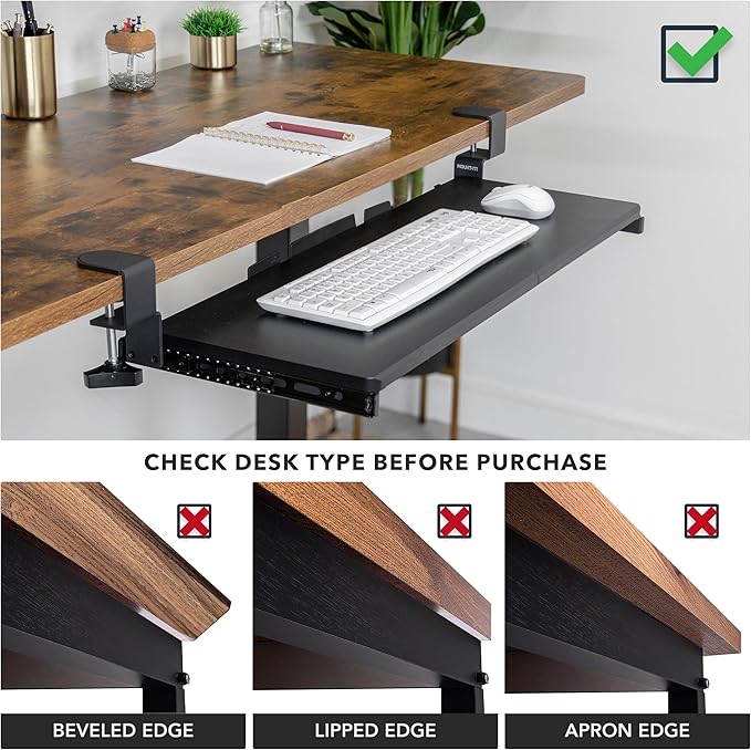 Mount-It! Under Desk Keyboard Tray, 30" Extra-Wide Clamp-On Slide-Out Drawer, Holds 11 lbs, Fits Desks up to 1.77" Thick, No-Drill C-Clamp Mount