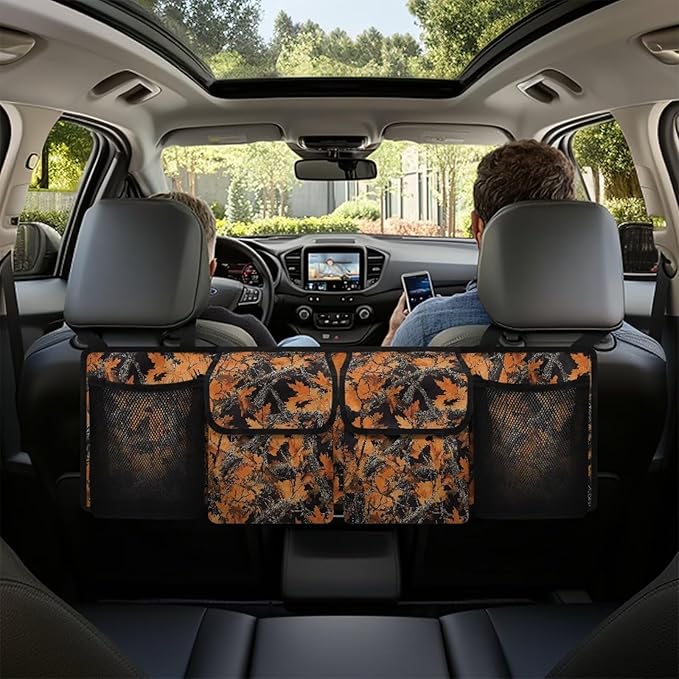 Brown Branch Design Car Trunk Organizer,Spiderwebs Backseat Hanging Organizer with 4 Large Storage Bag Super Capacity,Waterproof Trunk Storage Bag for SUV Not Easy to Fade