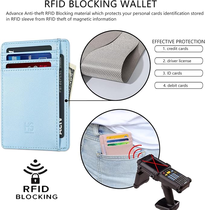 GH GOLD HORSE Slim RFID Blocking Card Holder Minimalist Leather Front Pocket Wallet for Women | Slim