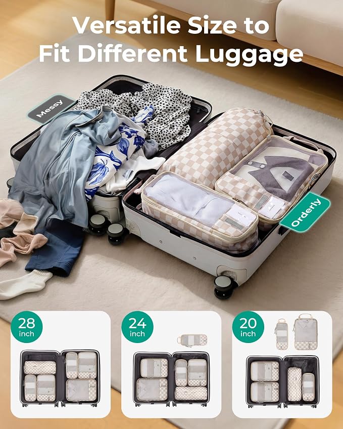 BAGSMART 6 Set /4 Set/2 Set Compression Packing Cubes for Travel, Lightweight Luggage Organizer Bags, Durable Space Saver Bags Travel Essentials