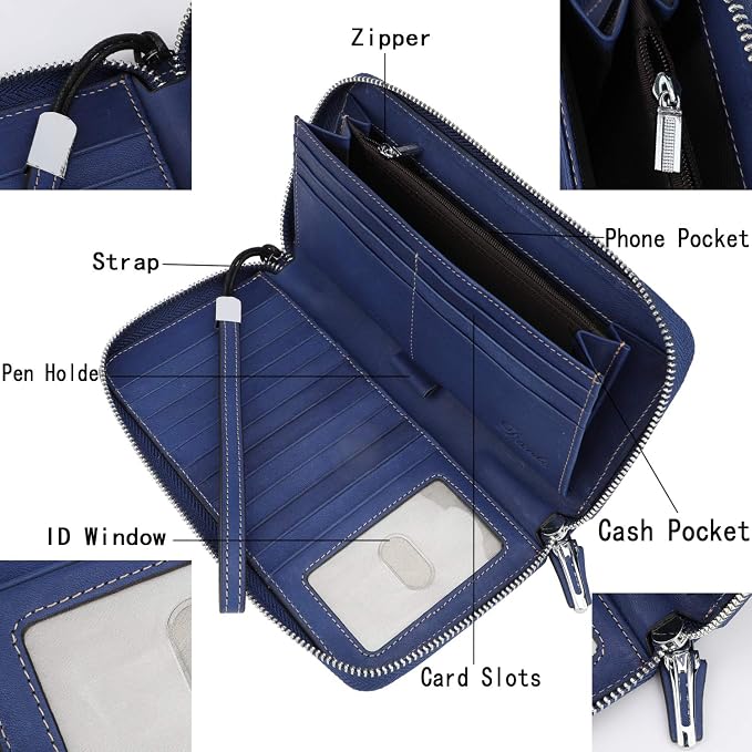 Lavemi Small Compact Women Wallet RFID Blocking Genuine Leather Bifold Purse with ID Windows