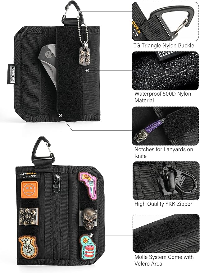 TACTICAL GEEK Storage A2 M EDC Pouch Organizer, Nylon Coin Purse, Multi-Purpose EDC Storage Pocket, Multitools Small Pocket Organizer for Men, Compact Gadget Pouch for Daily Carry Black
