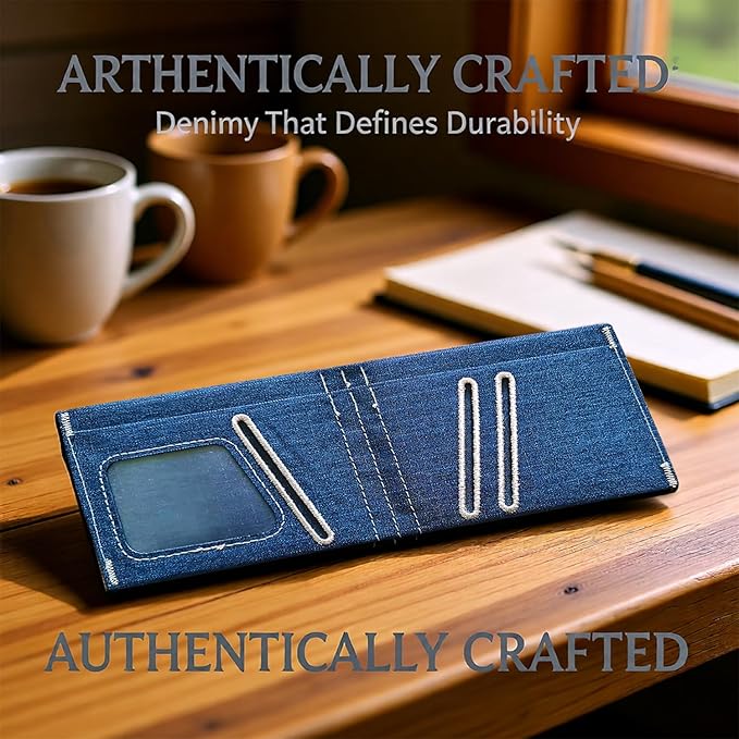 Minimalist RFID Blocking Slim Wallet for Men – Waterproof Microfiber Front Pocket Bifold Card Holder – Holds 10 Cards & Cash (Marine Edition)
