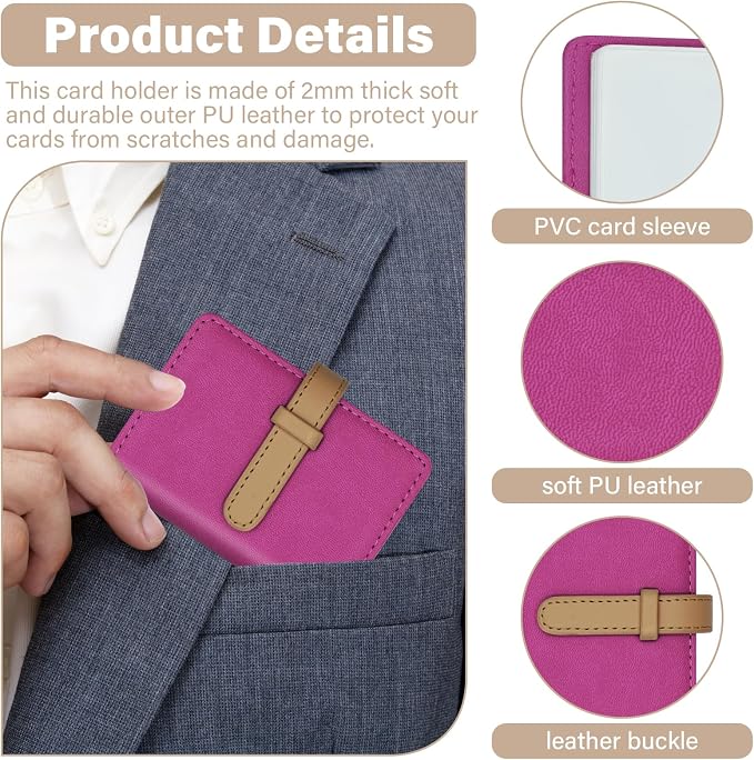 Credit Card Holder with 26 Suitable Slot, ID Card Case PU Leather Wallet for Women Men Business Organiser Pocket (Rose Red)