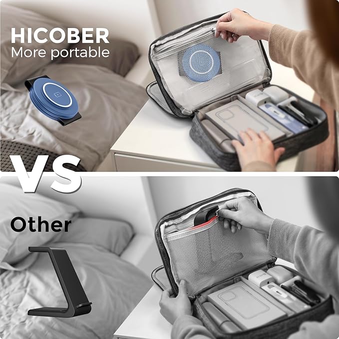 Hicober 3 in 1 Charging Station for Apple Multiple Devices, Foldable Travel Wireless Charger 18W for iPhone Air 17 16 15 14 13 Pro Max Plus &Apple Watch Series/Airpods Light Blue